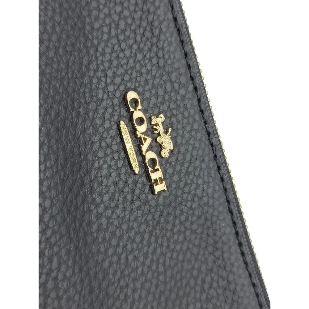 Coach Black Pebbled Leather Double Corn Zip Card Case Clutch Wristlet - Picture 3 of 10